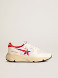 Running Sole LTD in white nappa and nylon with a red leather star| Golden Goose