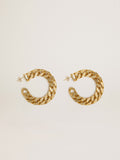 Chain hoop earrings with antique gold colored braided links| Golden Goose