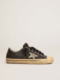 Women's V-Star LTD in black canvas with ice-gray star and heel| Golden Goose