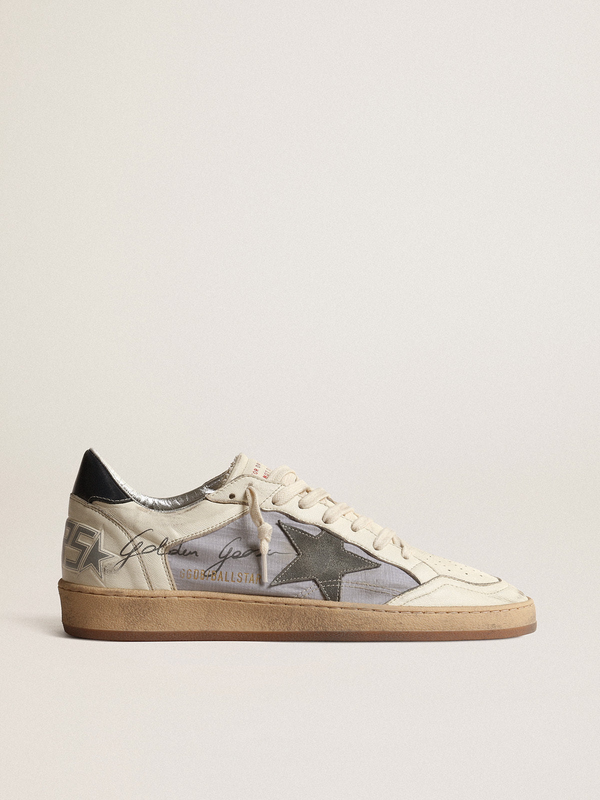 Ball Star in nappa and reflective nylon with dark gray suede star| Golden Goose