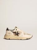 Men's Running Sole LTD in gray leather and white nappa with black leather star| Golden Goose