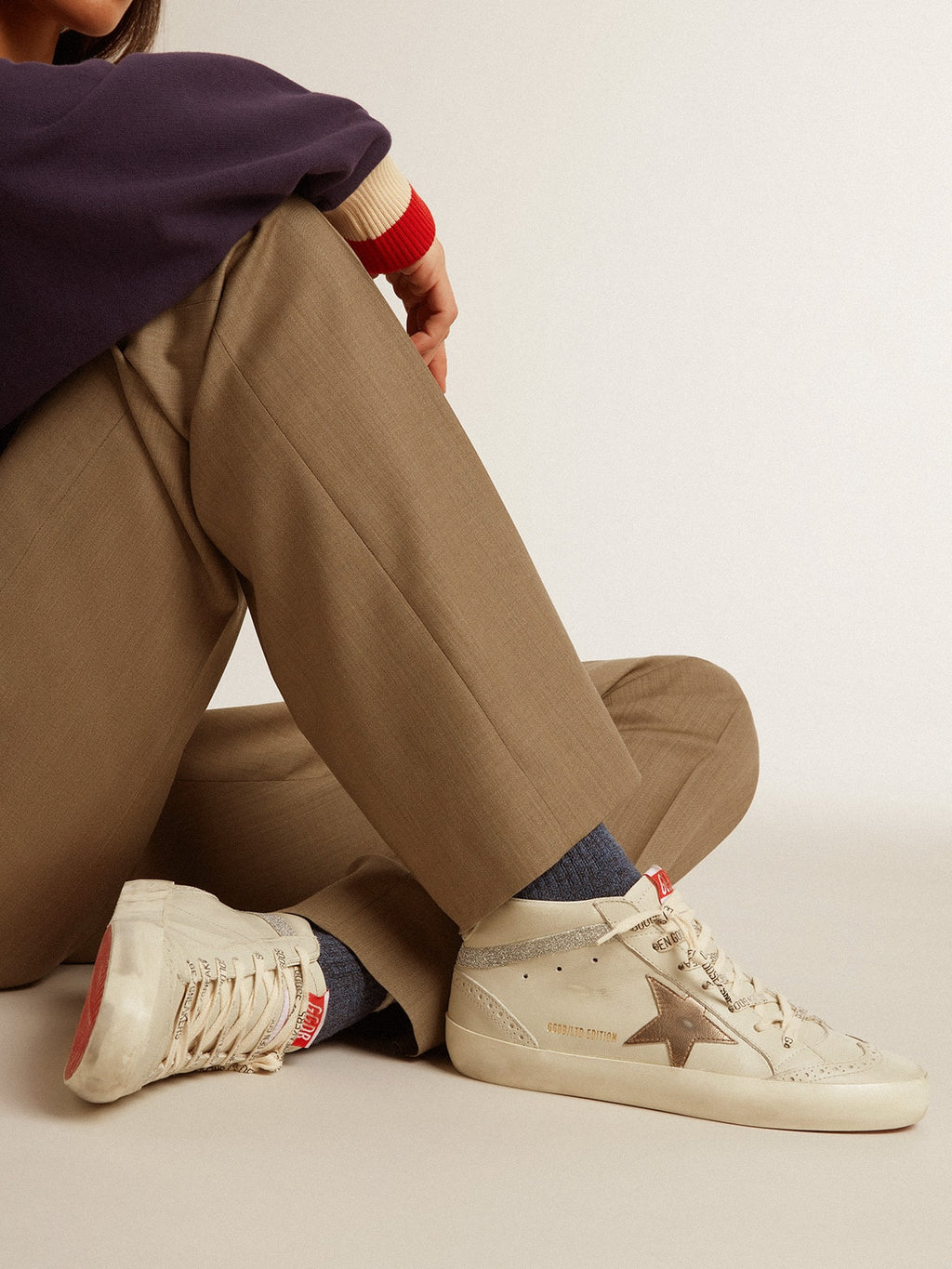 Women's Mid Star LTD with bronze leather star and Swarovski crystal flash| Golden Goose