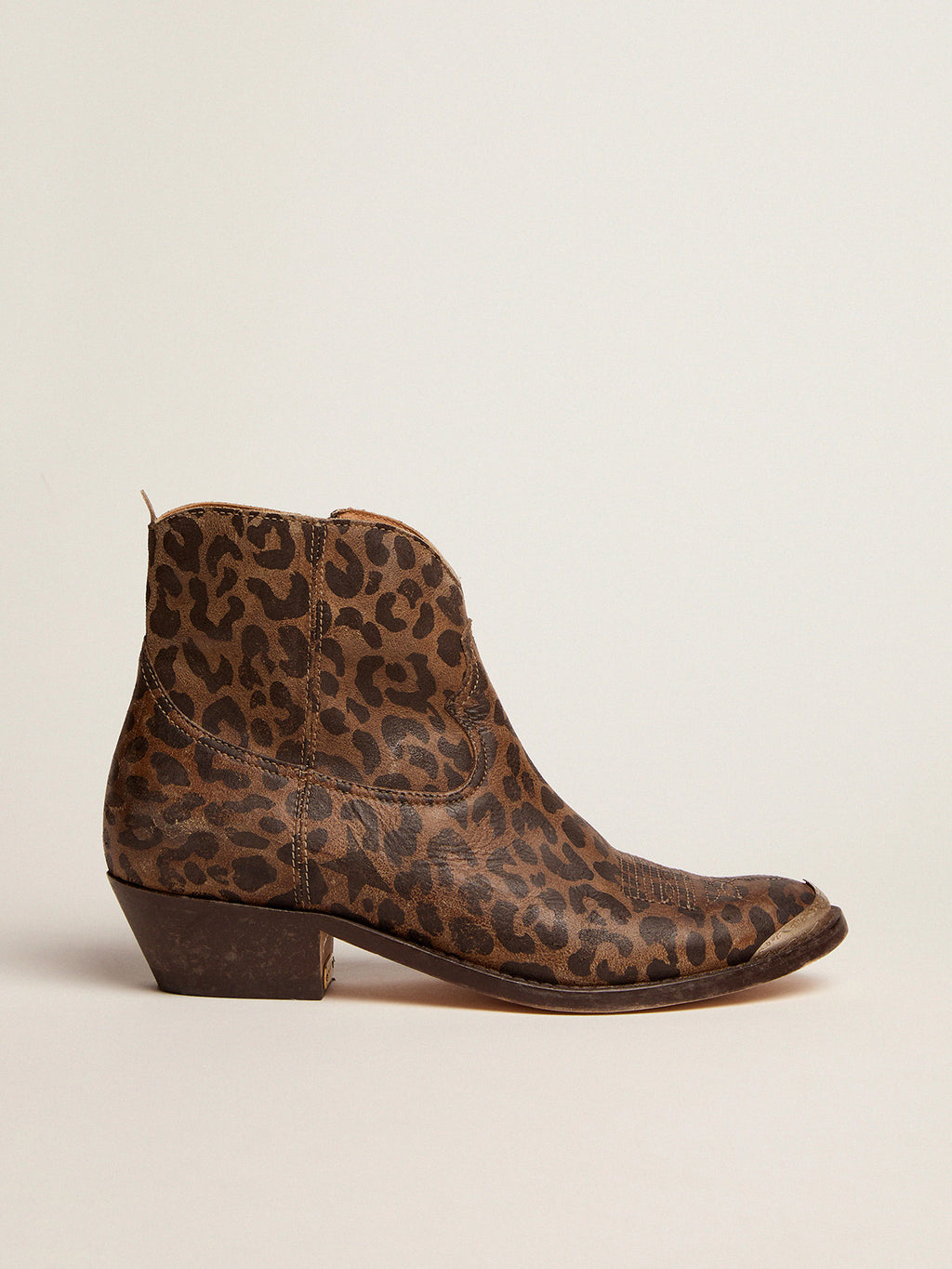 Women's leather ankle boots with leopard print| Golden Goose