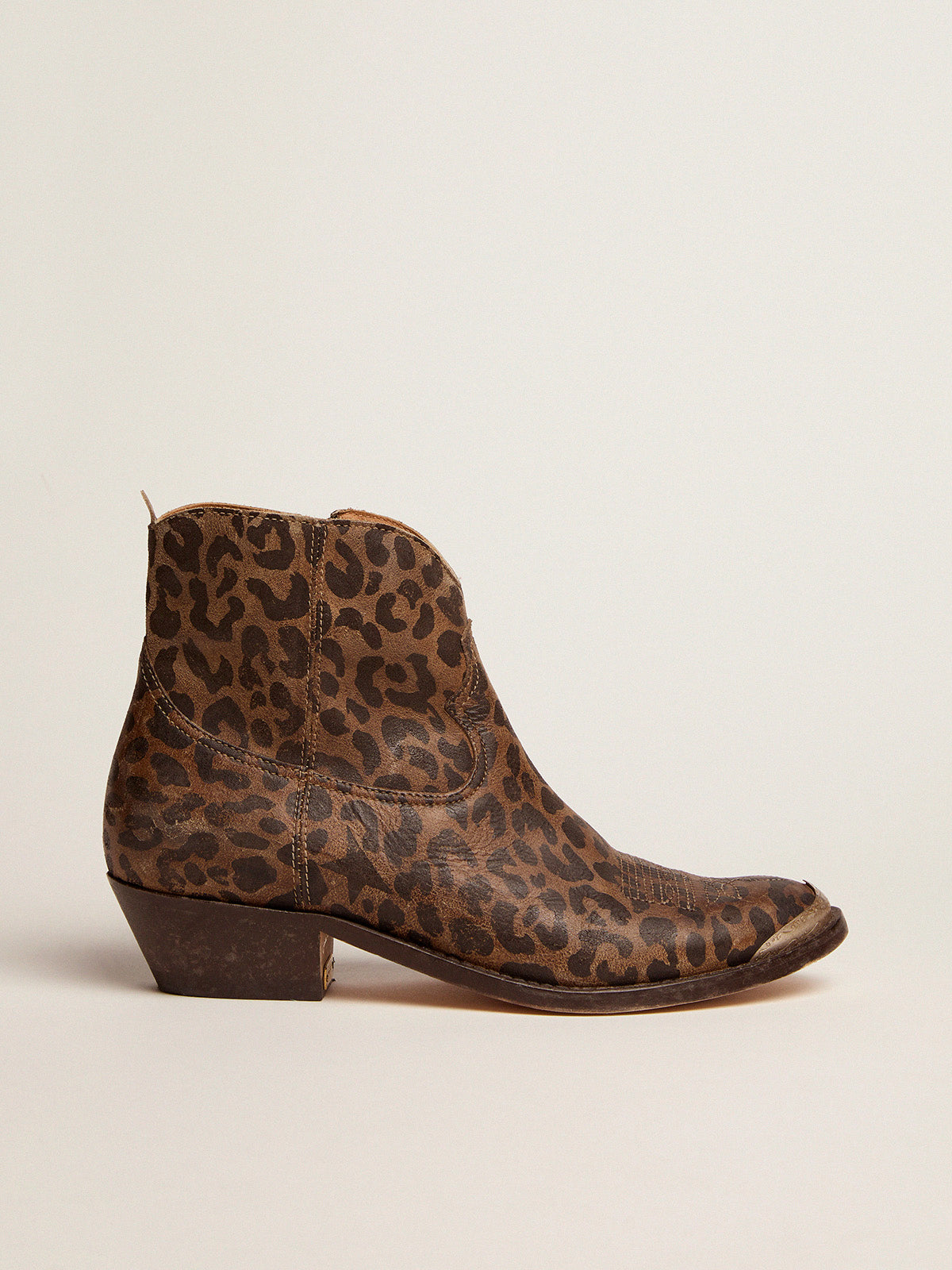 Women's leather ankle boots with leopard print| Golden Goose