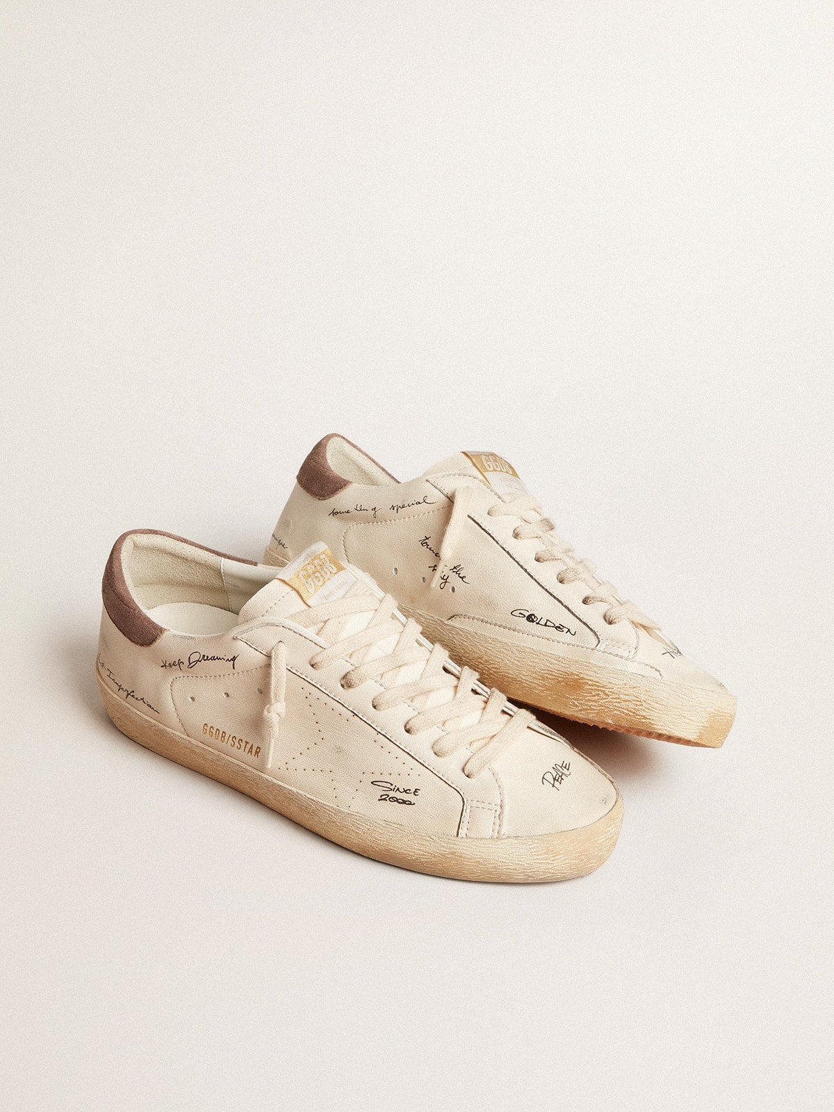 Men's Super-Star in nappa leather with perforated star and suede heel tab| Golden Goose