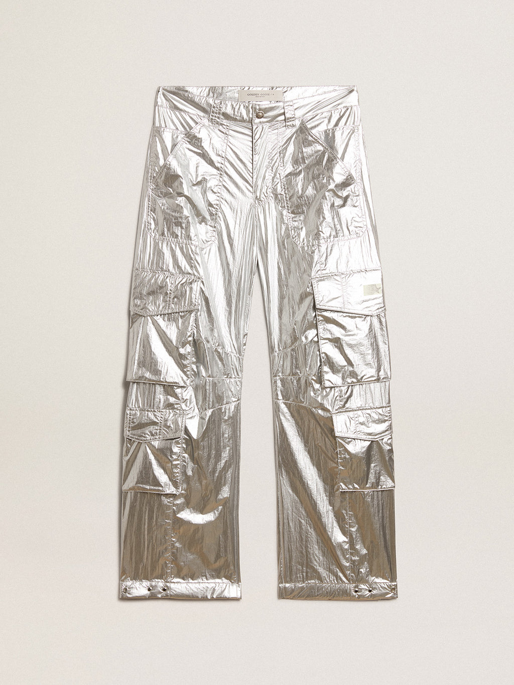 Women's cargo pants in silver technical fabric| Golden Goose