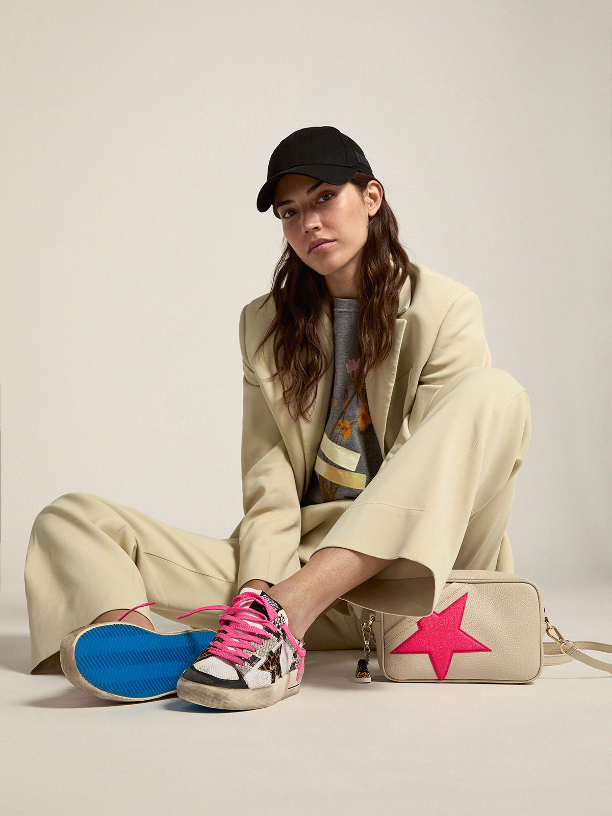 Women's Stardan LAB sneakers with leather upper and leopard-print pony skin star| Golden Goose