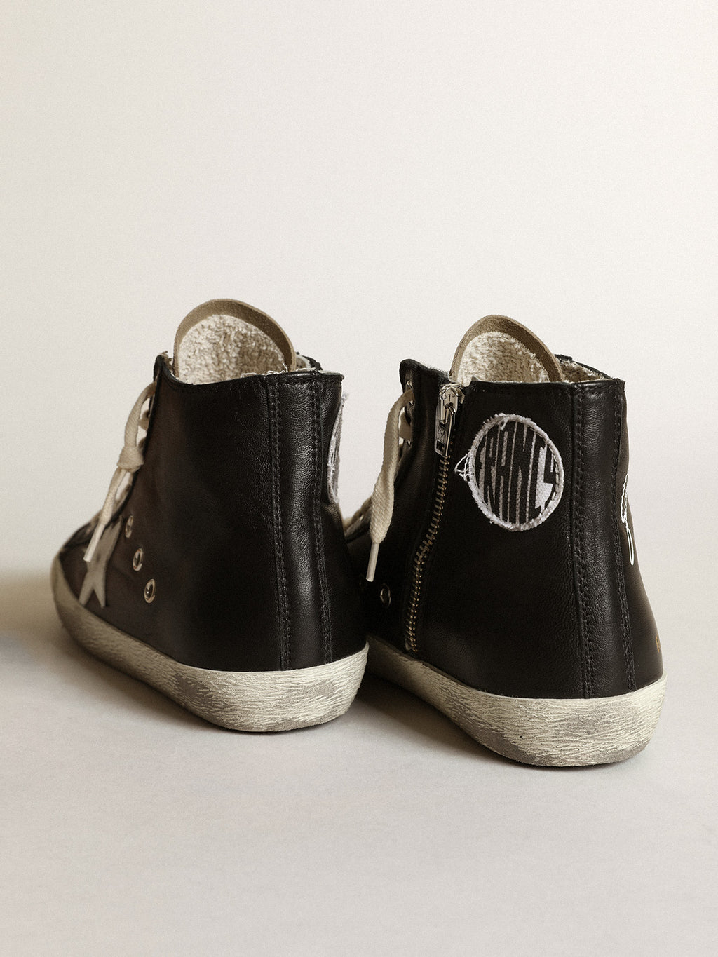 Women's Francy in black nappa with white leather star| Golden Goose