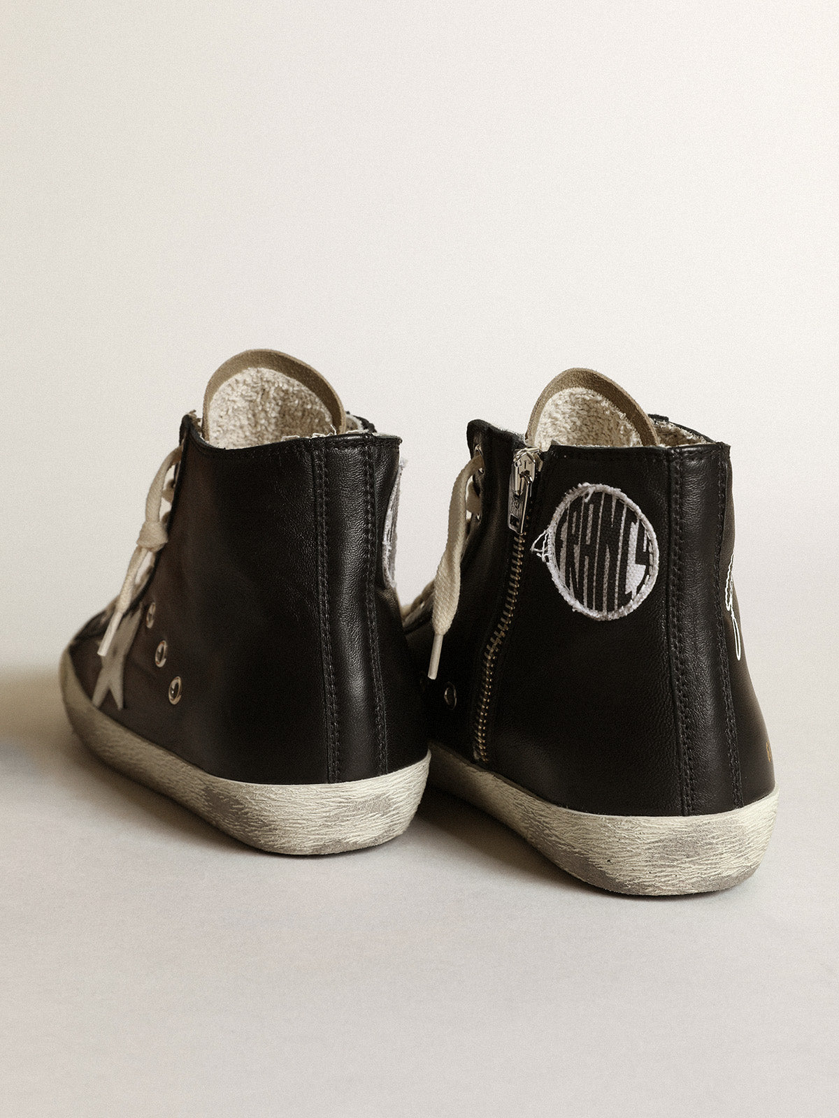 Women's Francy in black nappa with white leather star| Golden Goose