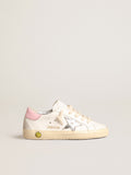 Super-Star Young with silver leather star and pink heel tab| Golden Goose