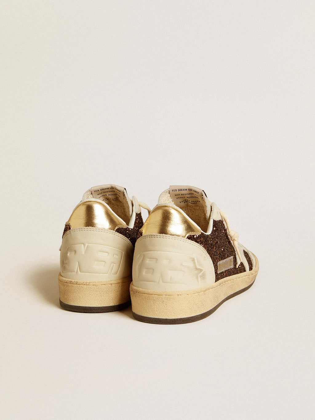 Ball Star in glitter with leather star and metallic leather heel tab| Golden Goose