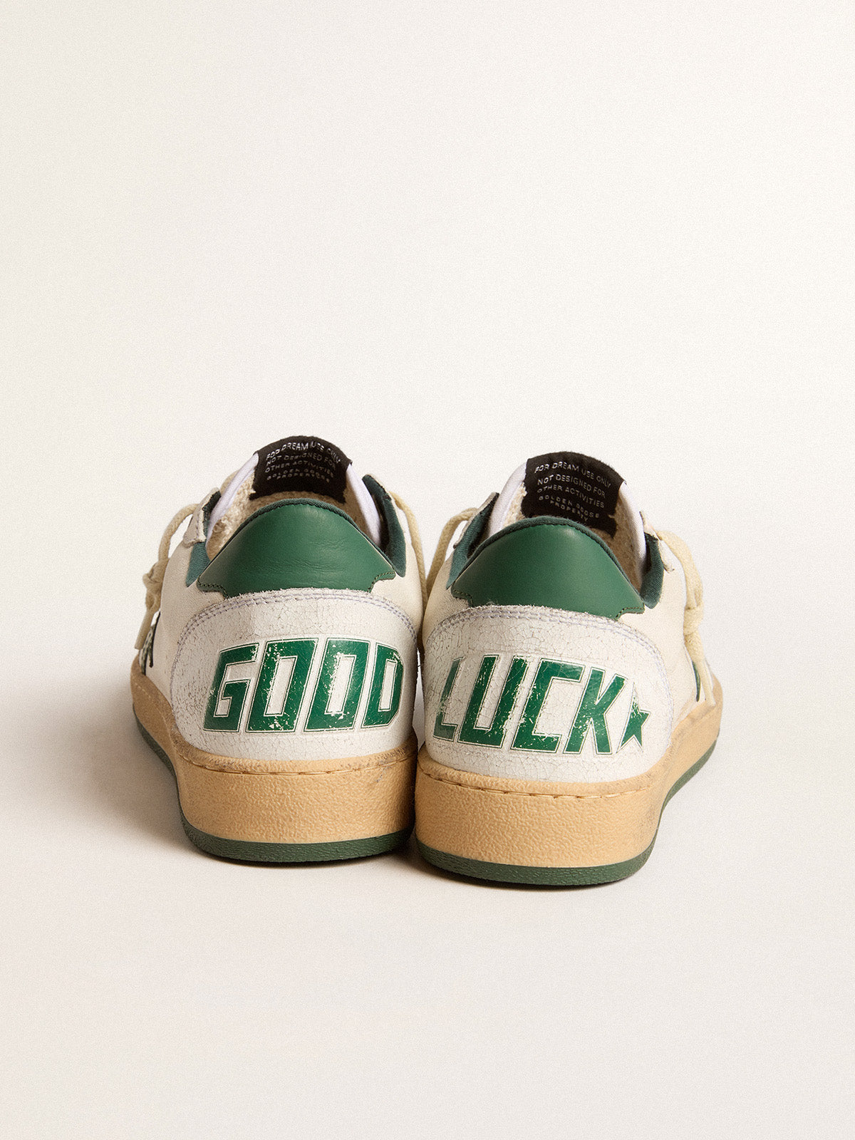 Ball Star Wishes in white nappa leather with green leather star and heel tab| Golden Goose