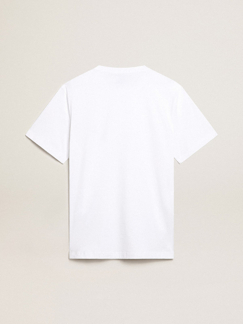 Men's white T-shirt with dark blue star on the front| Golden Goose