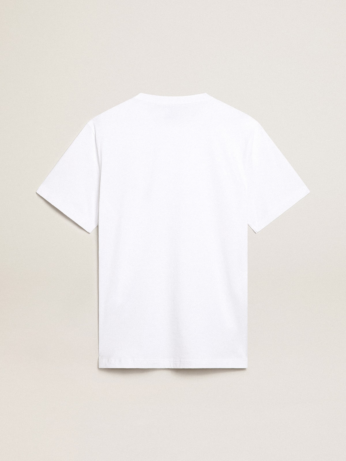 Men's white T-shirt with dark blue star on the front| Golden Goose