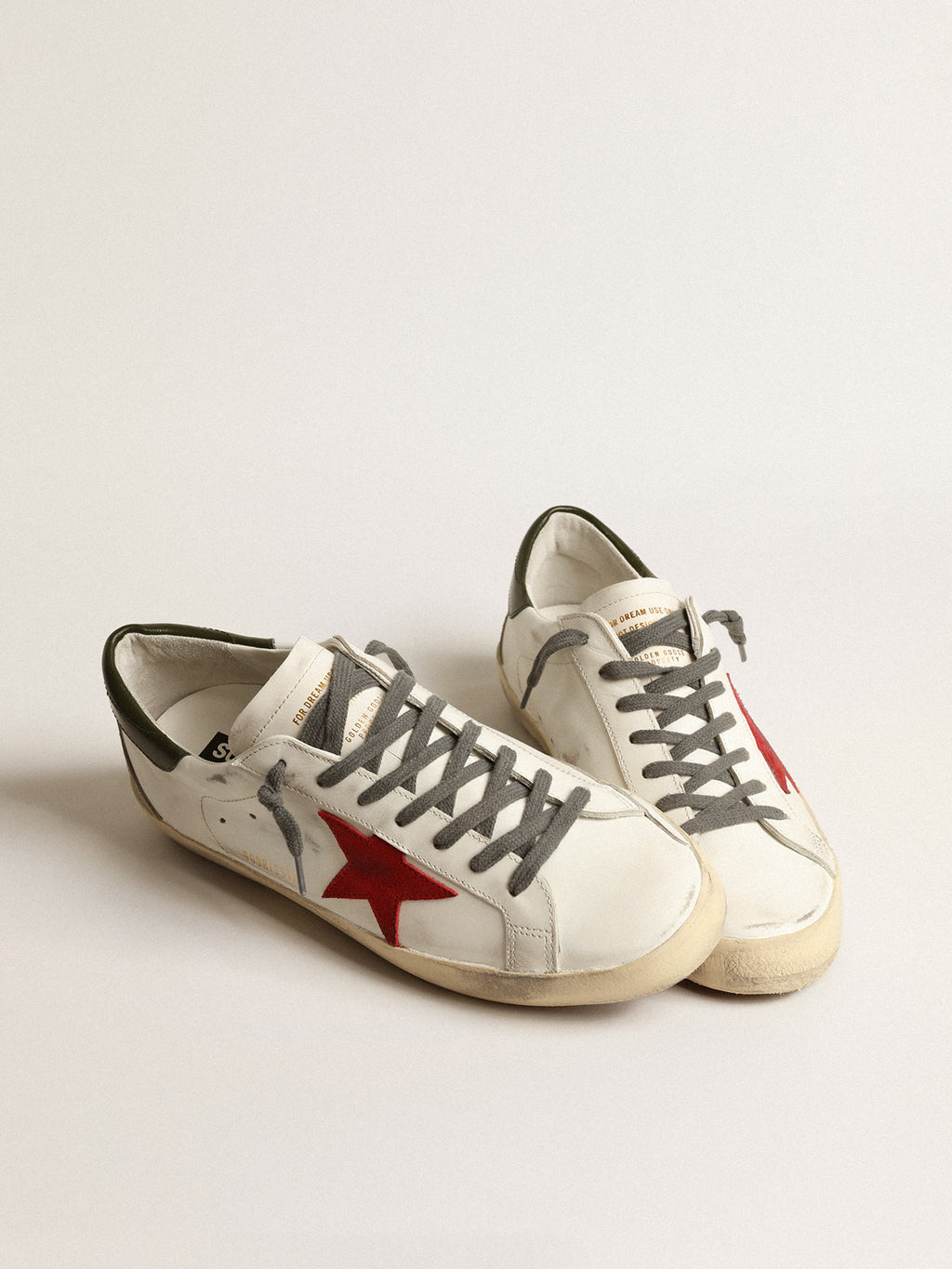 Super-Star with red suede star and green leather heel tab| Golden Goose