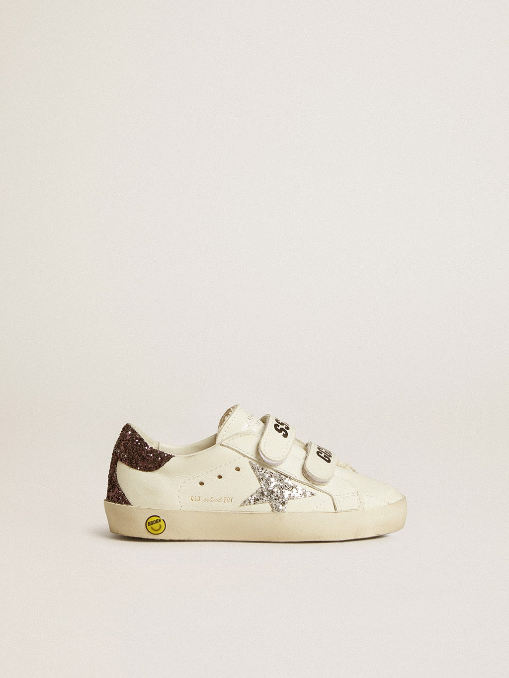 Old School Junior with silver glitter star and glitter heel tab| Golden Goose