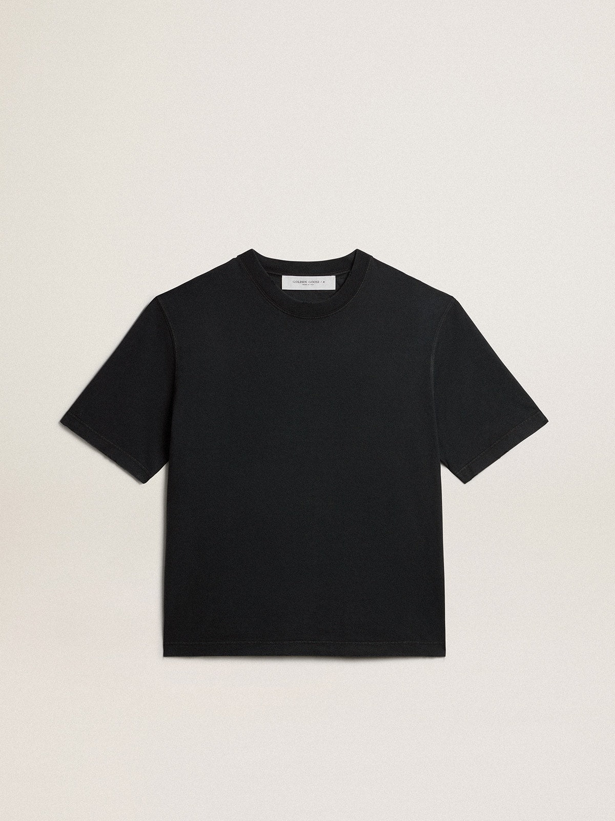 T-shirt in washed black with reverse logo on the back - Jersey Capsule| Golden Goose