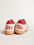 Women's Ball Star  Wishes in white leather with a red star and heel tab| Golden Goose