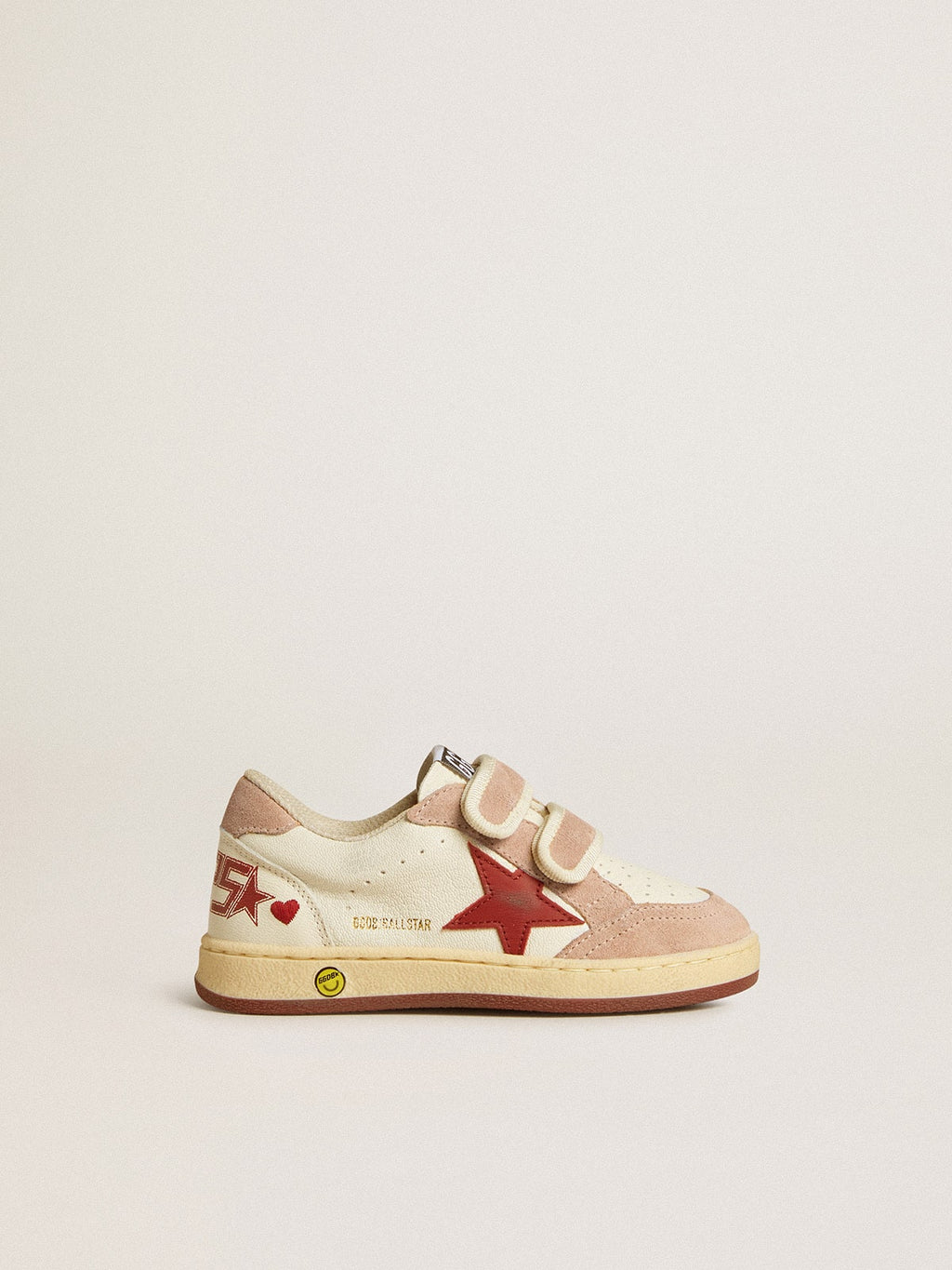 Ball Star Junior in nappa with nappa star and pink suede heel tab| Golden Goose