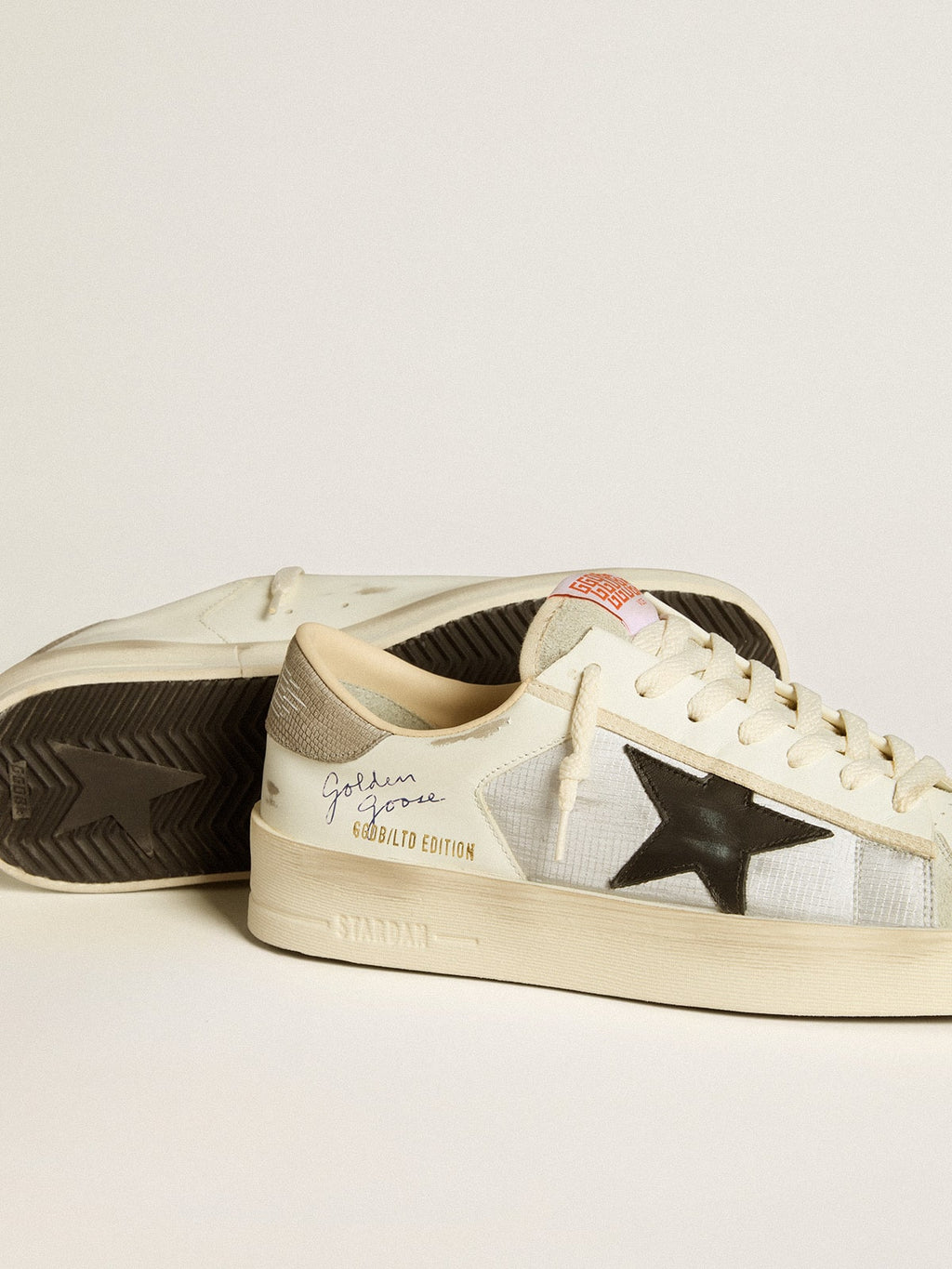 Men's Stardan in leather and nylon with black leather star and nubuck heel tab| Golden Goose