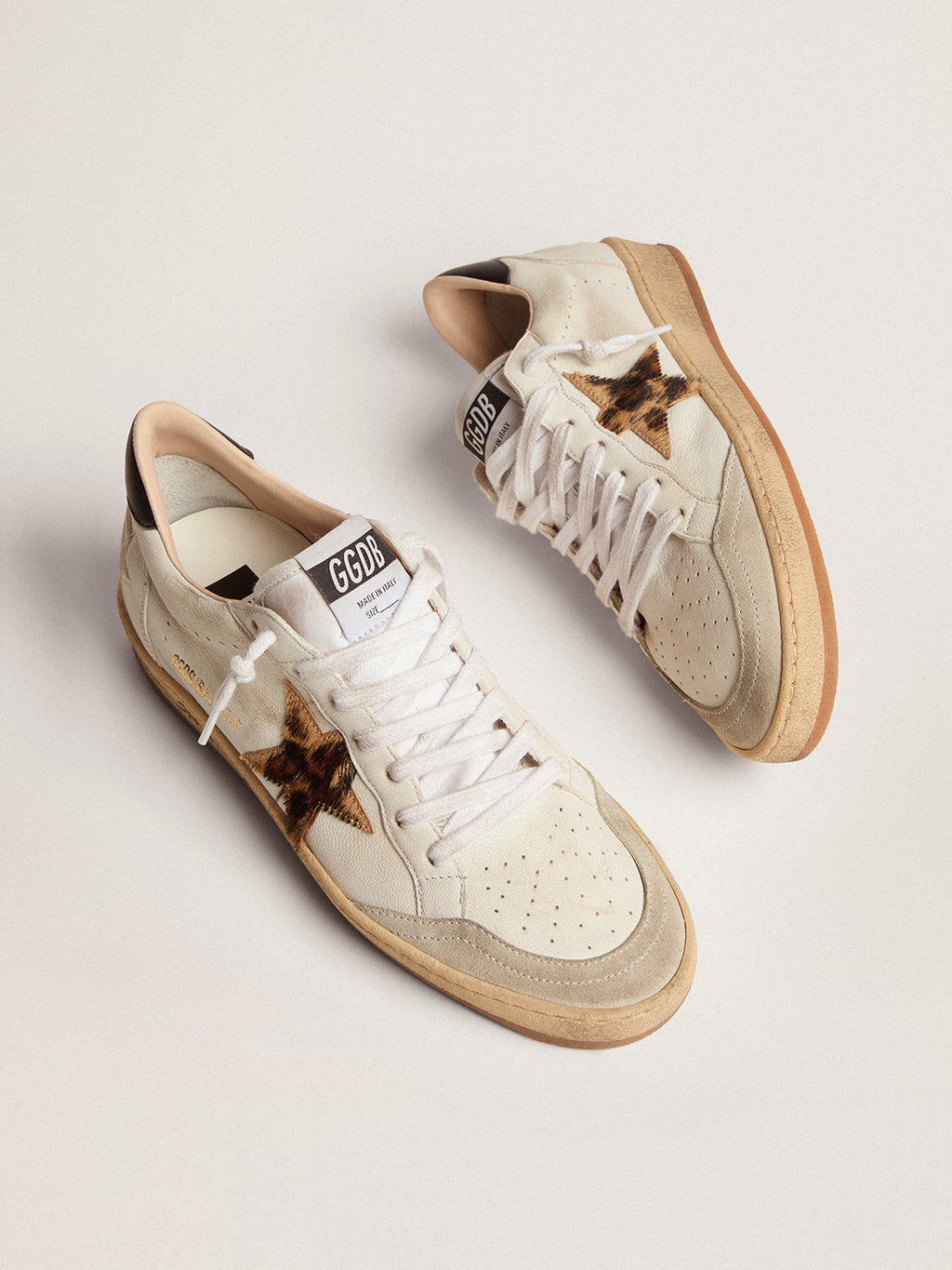 Women's Ball Star with leopard print pony skin star and black heel tab| Golden Goose
