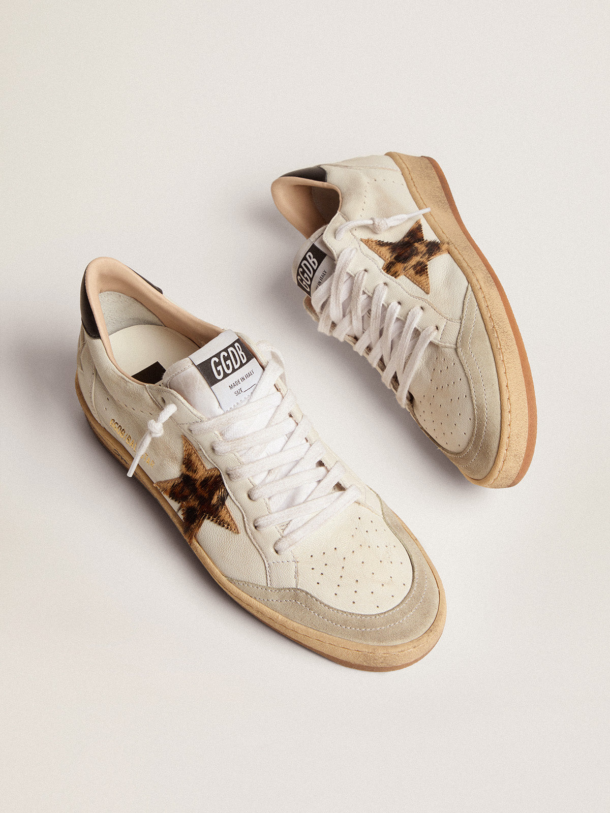 Women's Ball Star with leopard print pony skin star and black heel tab| Golden Goose