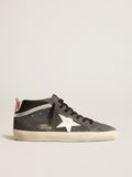 Mid Star in black suede with white leather star and silver flash| Golden Goose