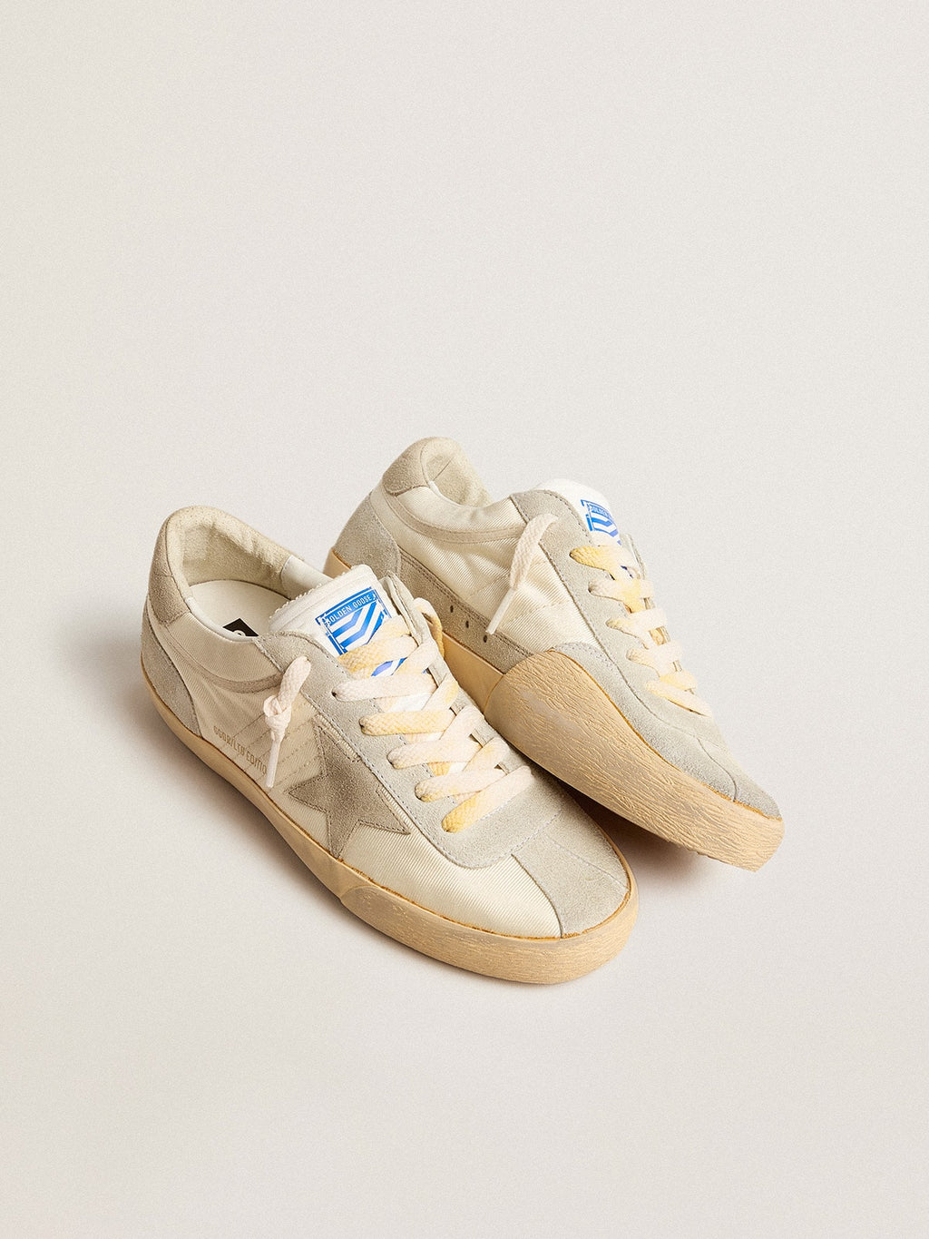 Women's Super-Star LAB in nylon with dove-gray star and ice-gray suede inserts| Golden Goose