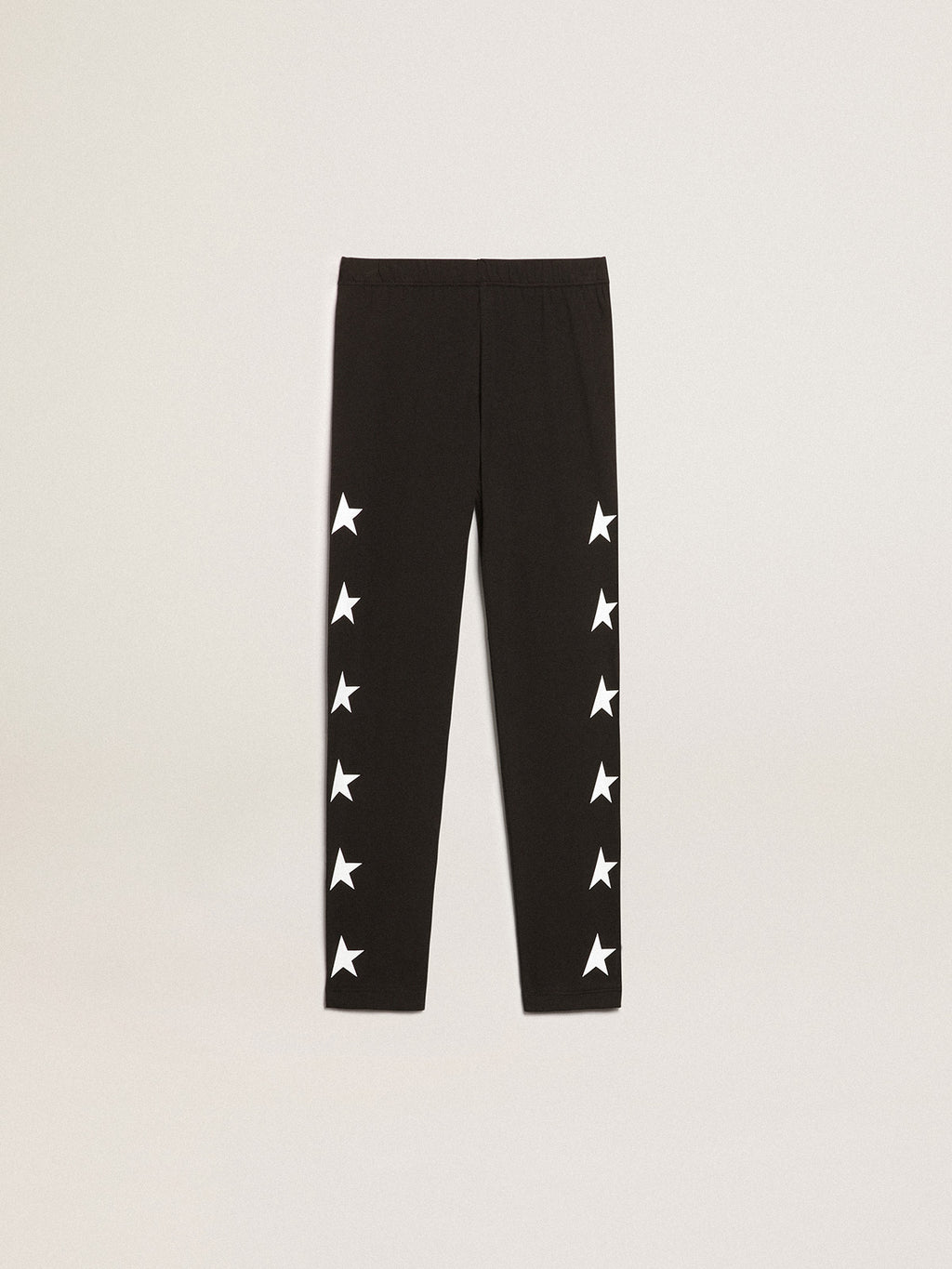 Girls' black leggings with white stars on the sides| Golden Goose