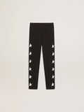 Girls' black leggings with white stars on the sides| Golden Goose