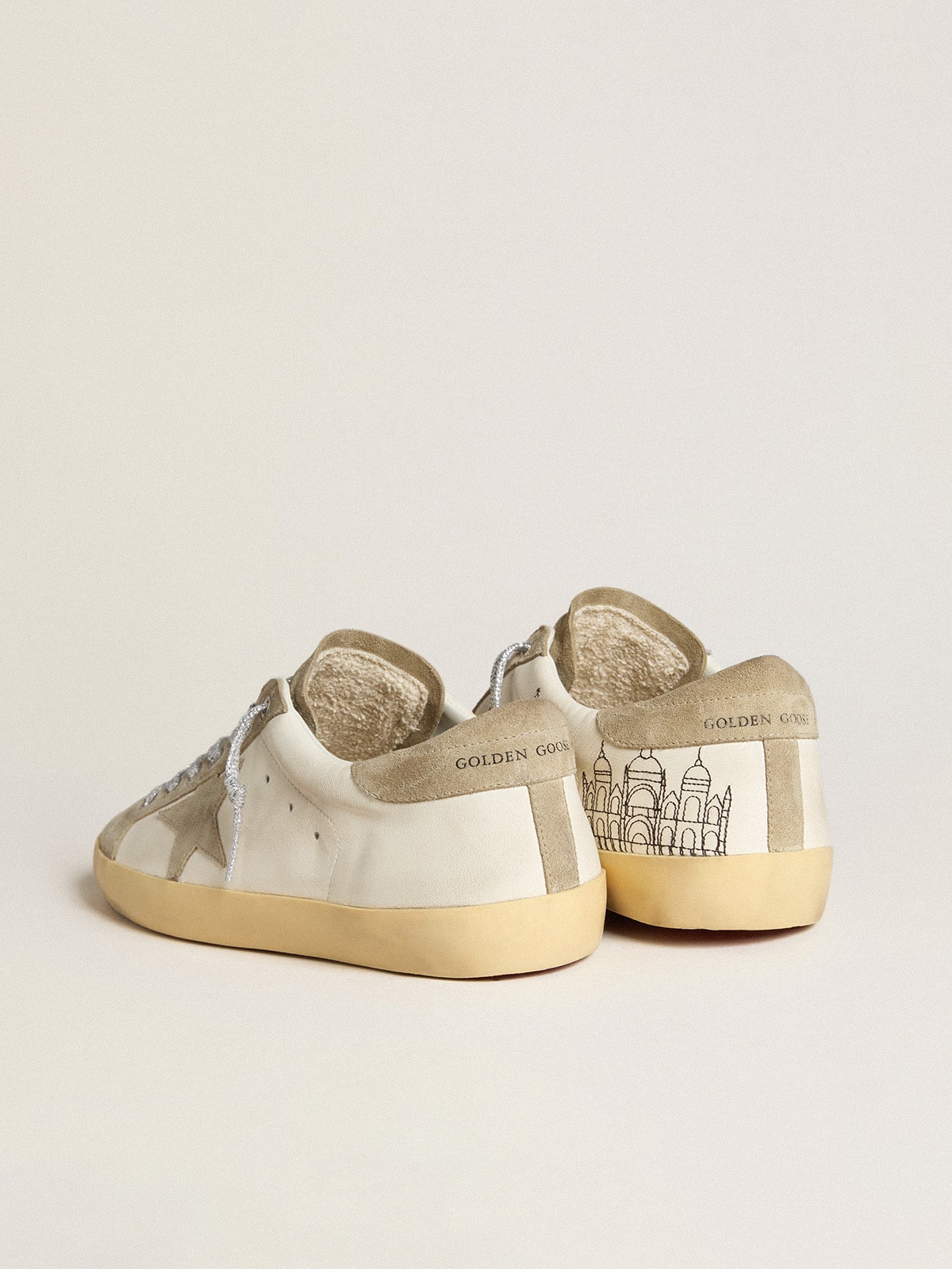 Men's Super-Star in nappa with ice-gray suede star and black embroidery| Golden Goose