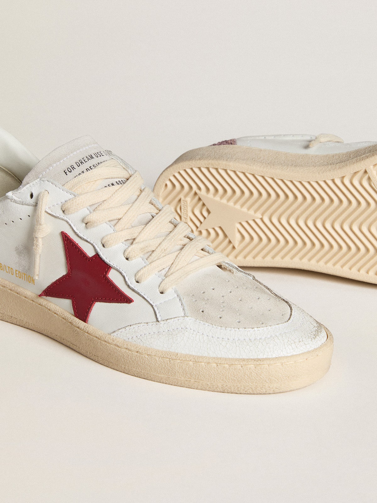 Ball Star LTD with red leather star and pink glitter heel tab| Golden Goose