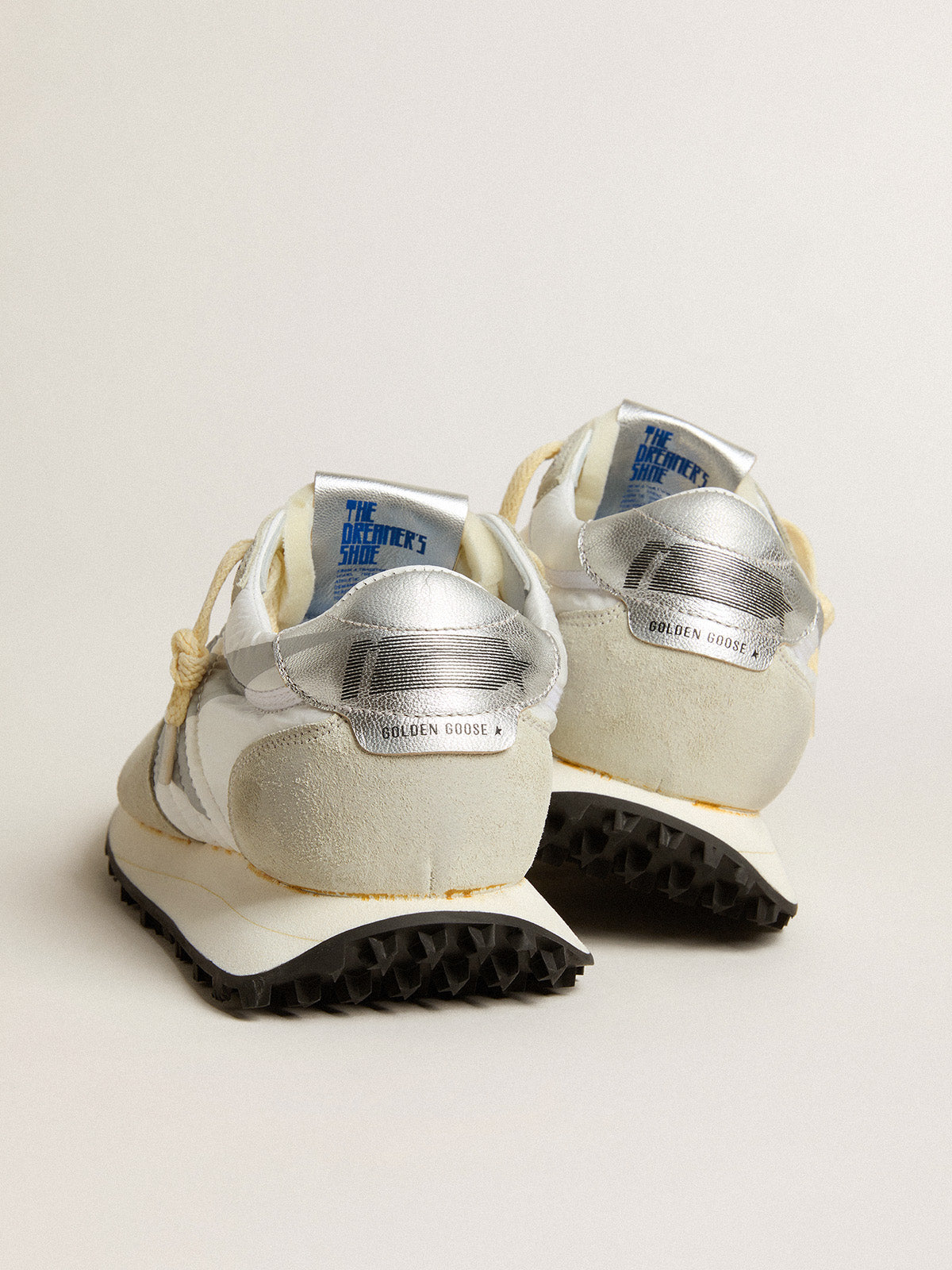 Women's Marathon with white nylon upper and silver star| Golden Goose