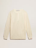 Men's long-sleeved T-shirt in panama-colored linen| Golden Goose