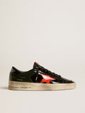 Women's Stardan LAB in black and green patent leather with orange star| Golden Goose