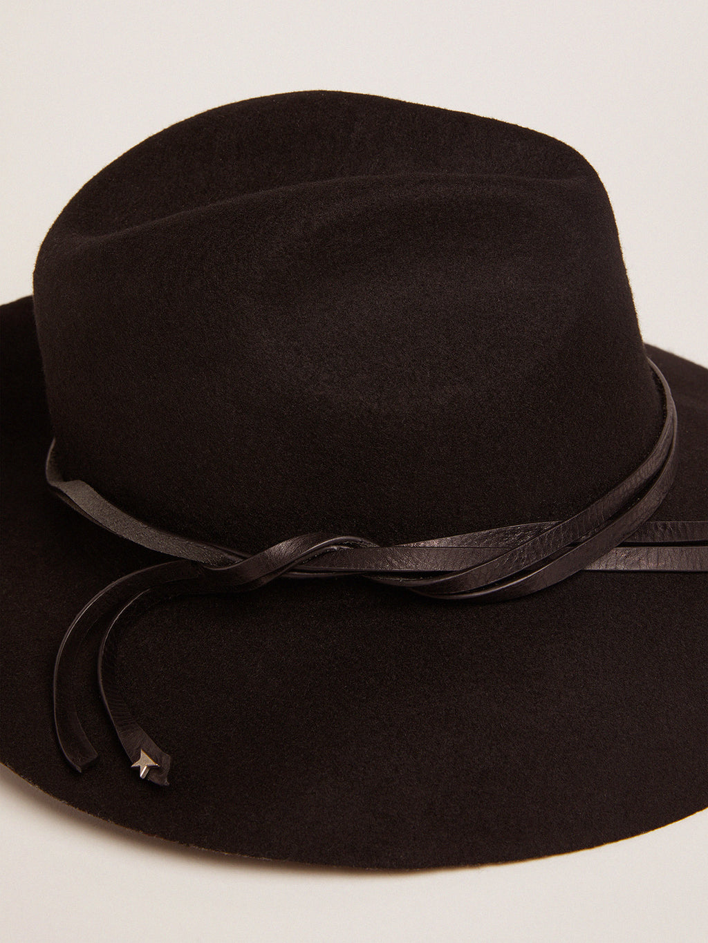 Women's black Fedora hat with strap| Golden Goose