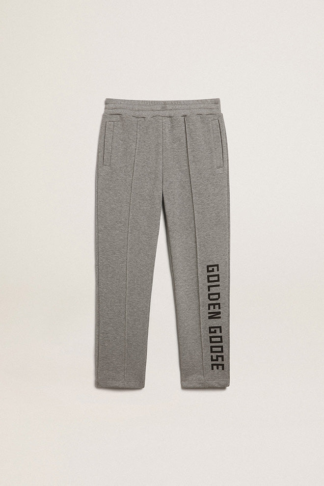 Gray joggers with printed logo| Golden Goose
