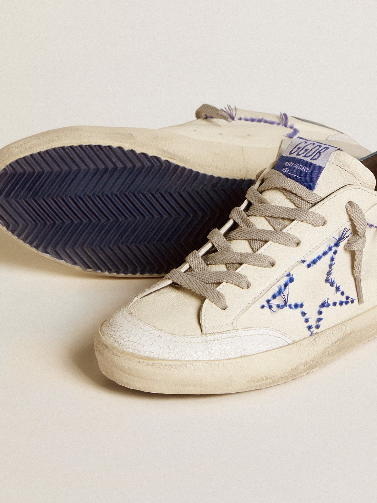 Women's Super-Star LTD in nappa with embroidered star and leather heel tab| Golden Goose