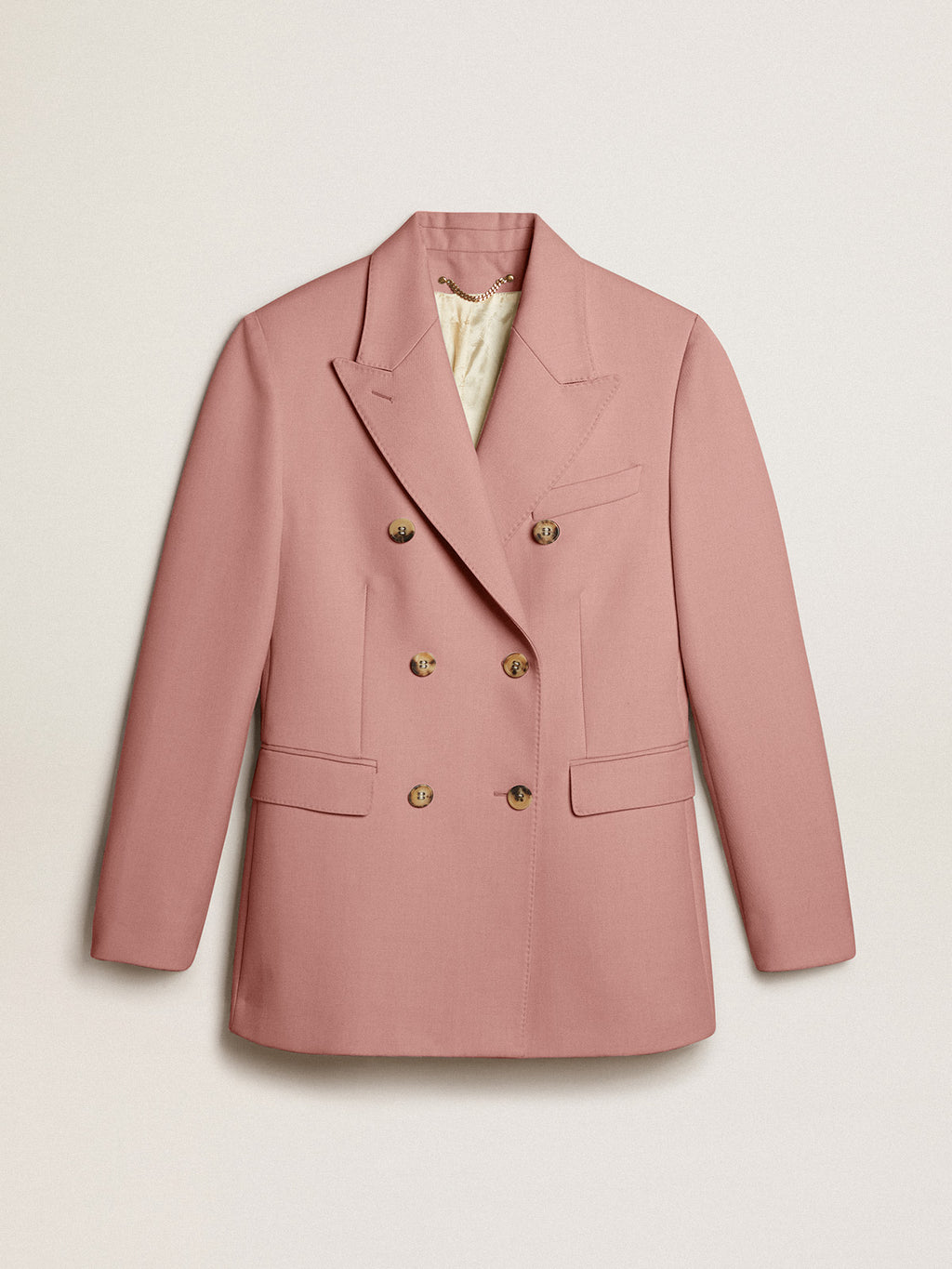 Double-breasted blazer in pink tailoring fabric| Golden Goose