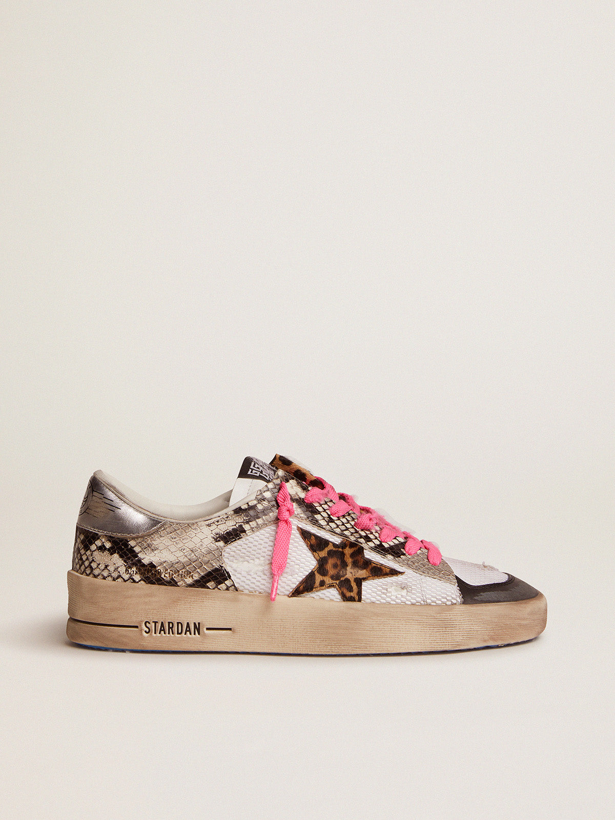 Women's Stardan LAB sneakers with leather upper and leopard-print pony skin star| Golden Goose