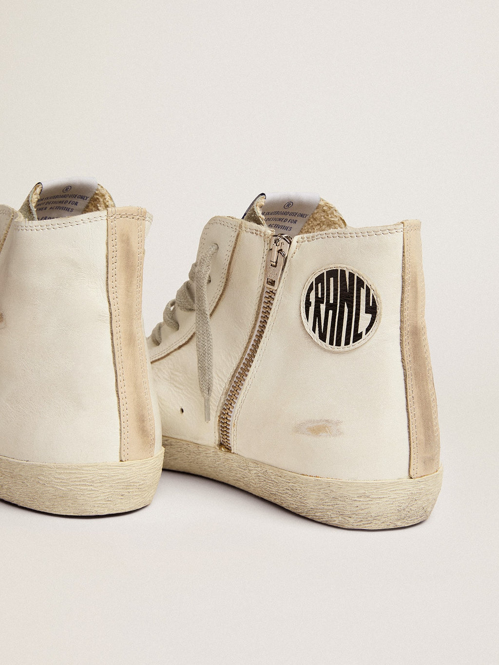 Men's Francy in leather with silver suede star| Golden Goose