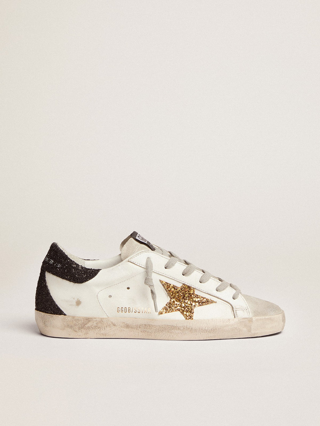Women's Super-Star LTD with gold star and black glitter heel tab| Golden Goose