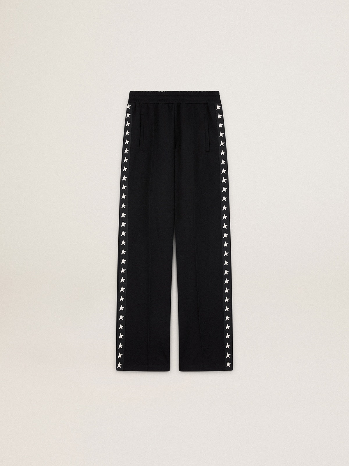 Women's black joggers with white stars on the sides| Golden Goose