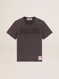 Men's anthracite gray T-shirt with distressed treatment| Golden Goose