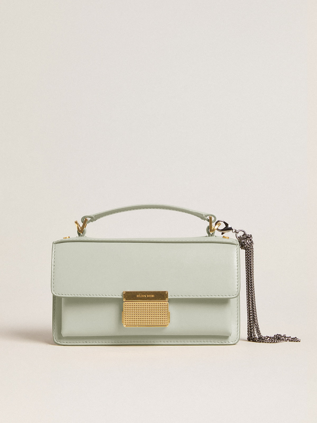 Small Venezia Bag in mineral-gray boarded leather with gold details| Golden Goose