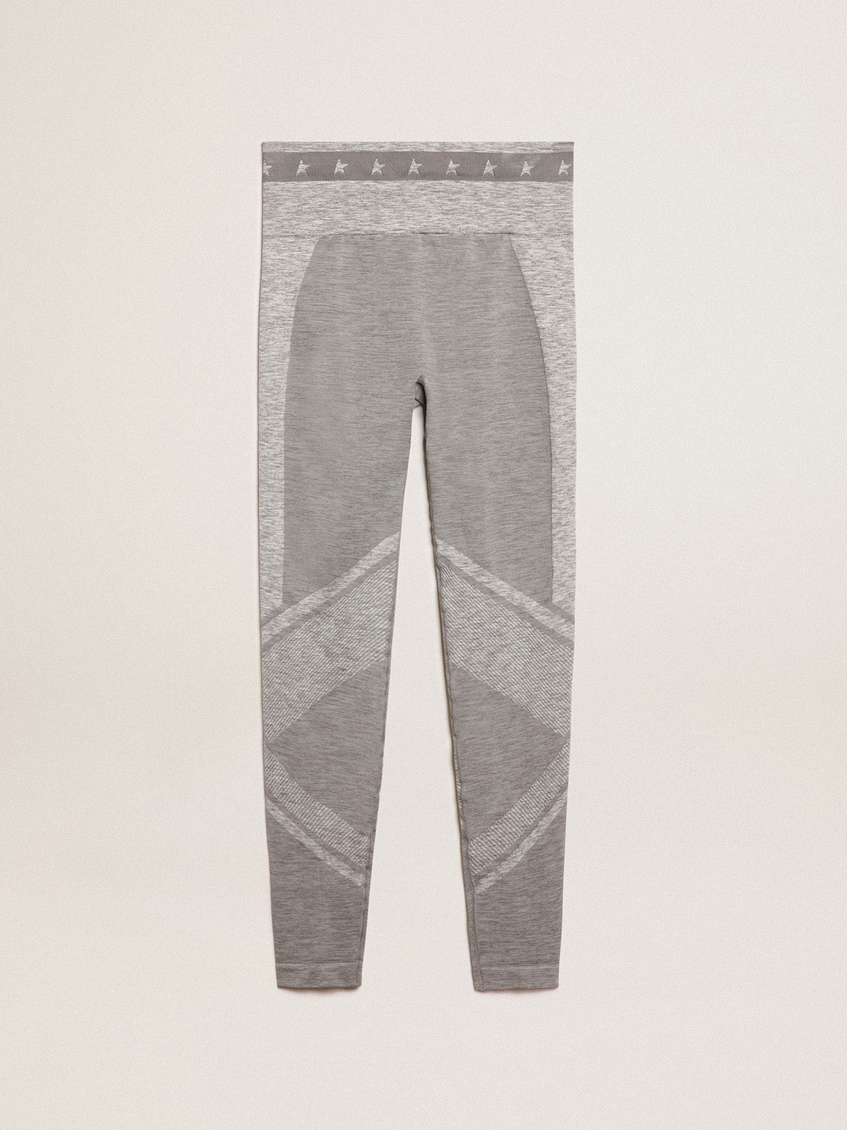 Women's gray melange leggings with mixed stitching| Golden Goose