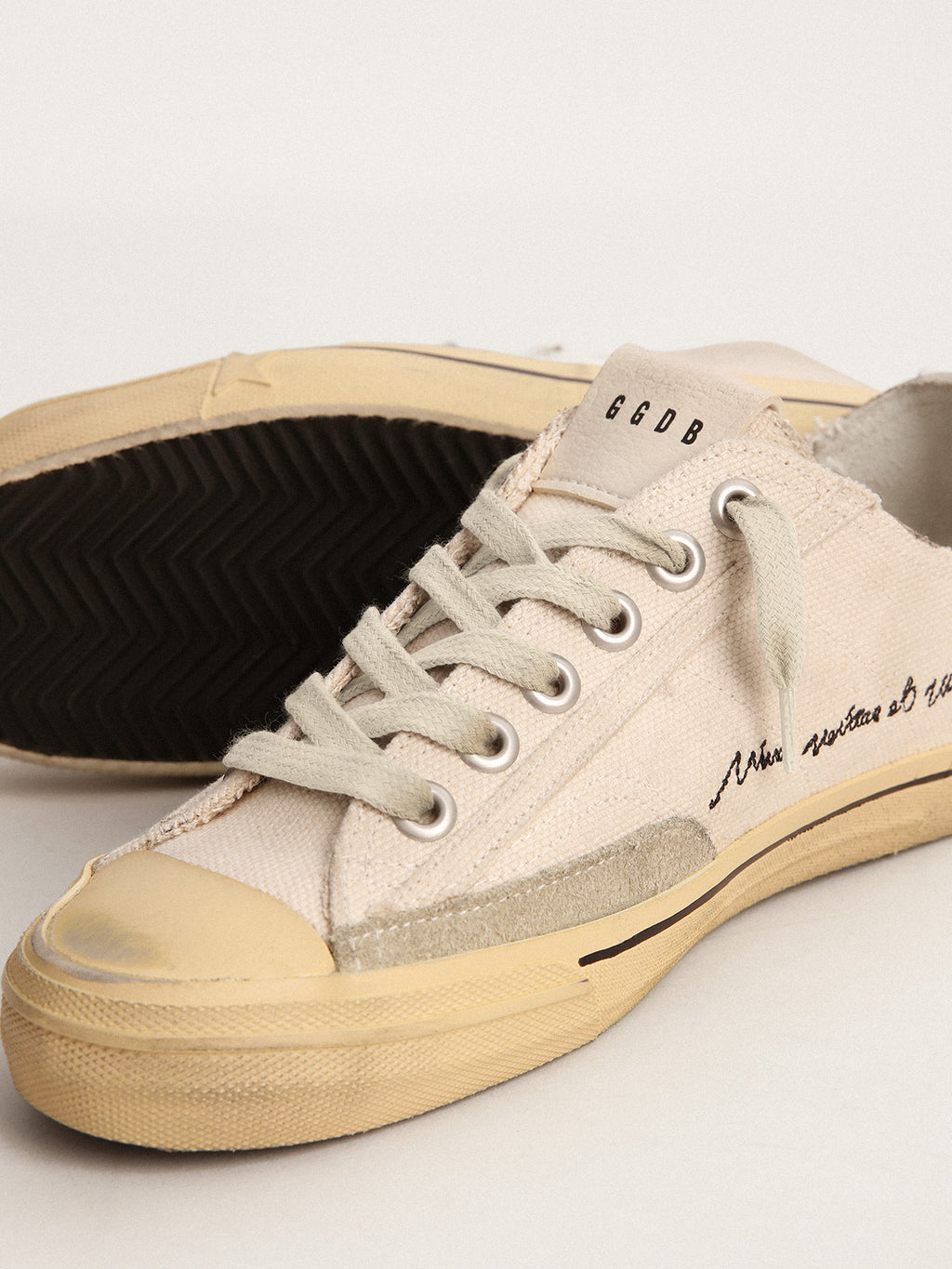 Women's V-Star LTD with black suede star and embroidered lettering| Golden Goose
