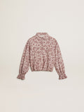 Polo shirt in powder-pink viscose with floral print| Golden Goose
