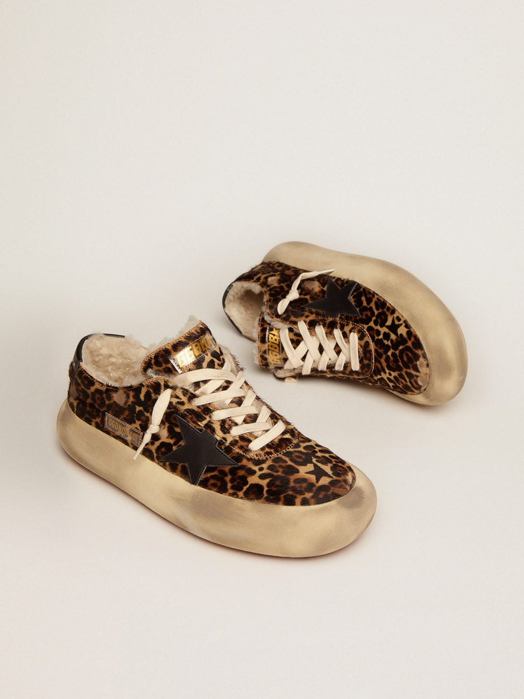 Men's Space-Star in animal print pony skin and shearling lining| Golden Goose