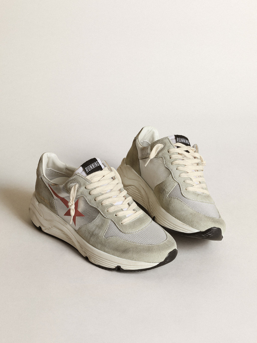 Women's Running Sole in silver leather with ice-gray inserts| Golden Goose
